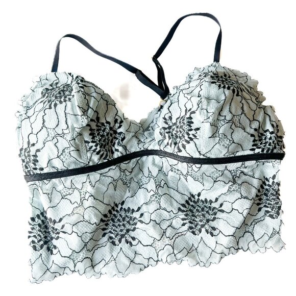 NWT Aerie Midnight Lace Padded Longline Bralette Bra Blue Size Medium M NEW - Picture 2 of 13